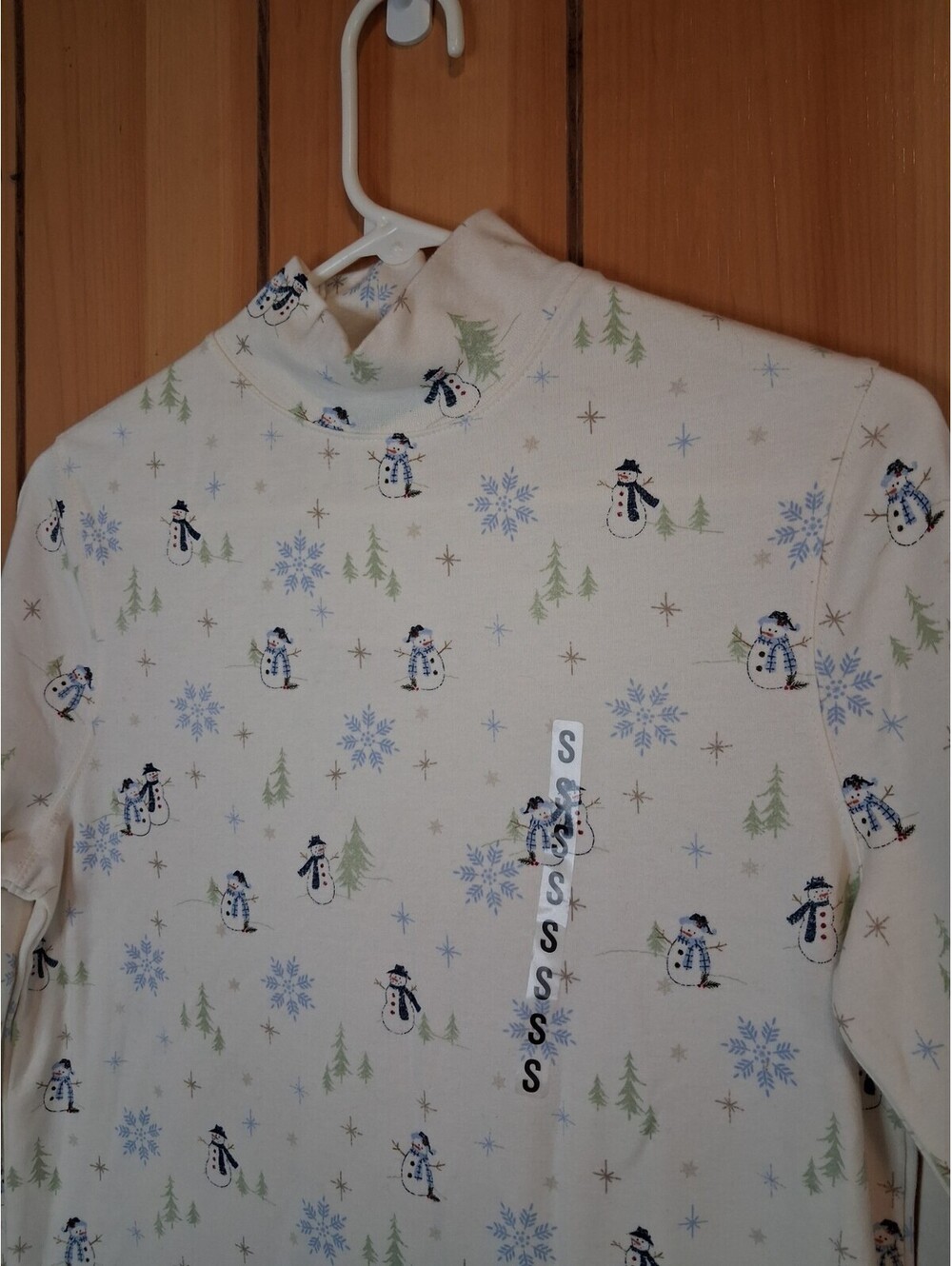 Croft & Barrow Snowman Turtleneck Long Sleeve White Pull Over Nwt Women's Size S